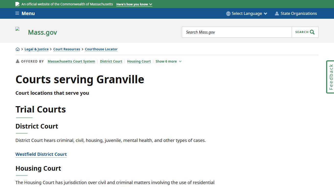Courts serving Granville Mass.gov